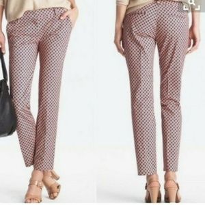 J Crew Pant Cafe Capri Red Blue Micro Floral Print